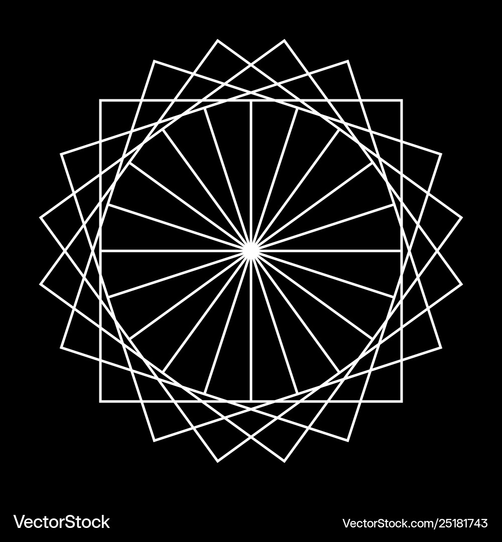 White pattern abstraction squares in a circle White pattern abstraction squares in a circle Vector Image