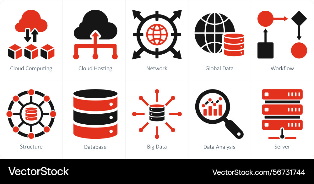 A set of 10 data analytics icons as cloud vector image
