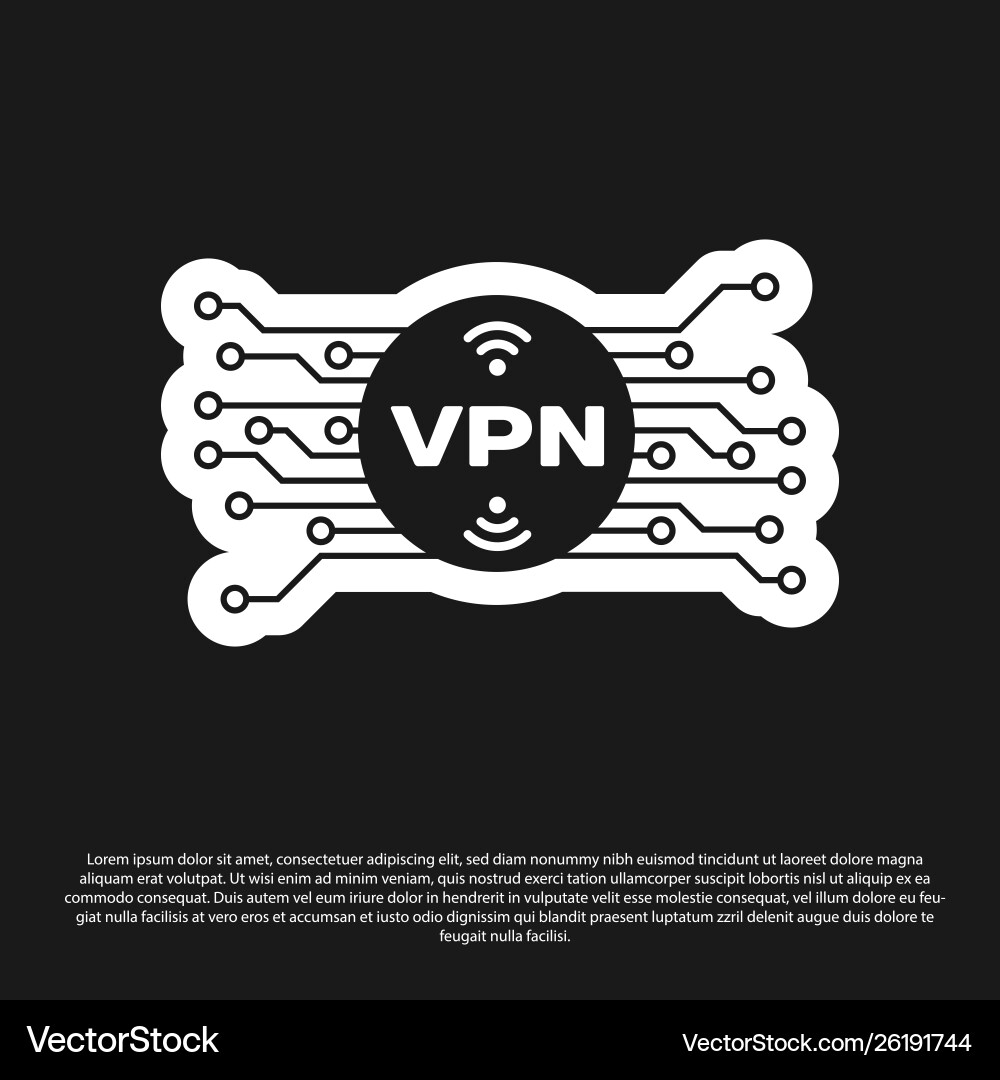 Black vpn in circle with microchip circuit icon Black vpn in circle with microchip circuit icon vector image