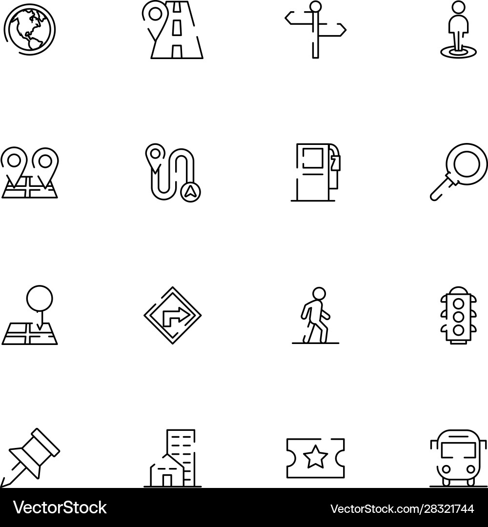 Bundle maps and navigation icons vector image