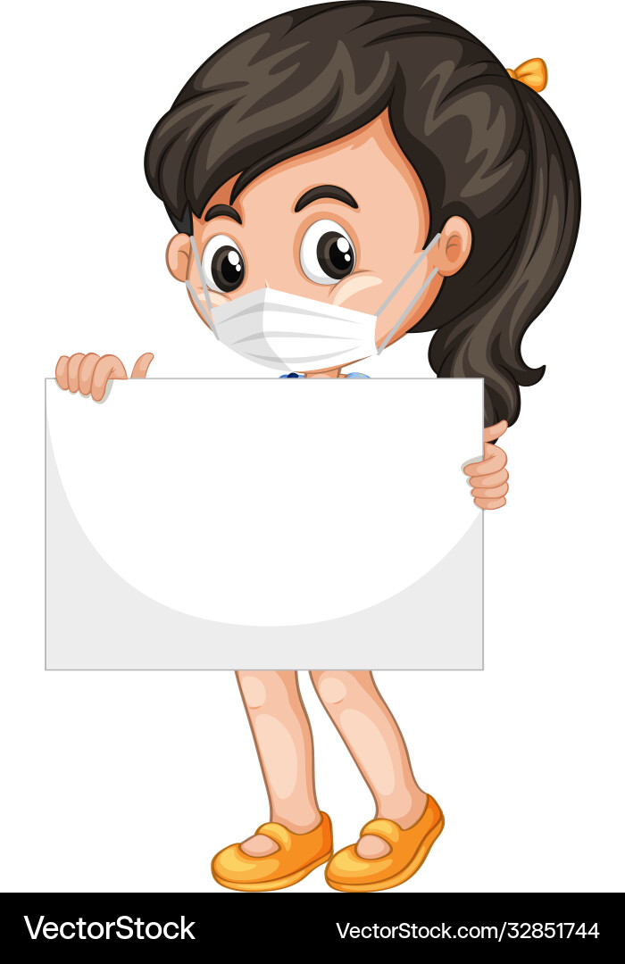 Cute young girl cartoon character holding blank Cute young girl cartoon character holding blank vector image