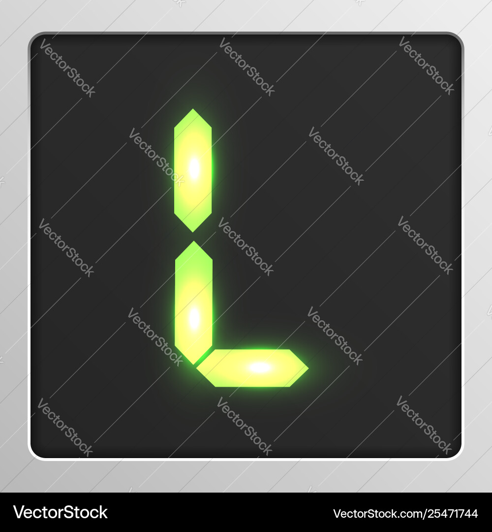 Digital character set typeface on a screen vector image