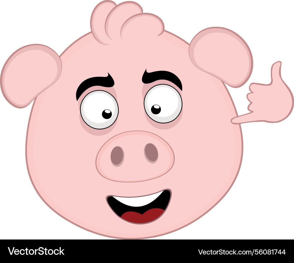 Emoji pig hand call me gesture Emoji pig hand call me gesture vector image