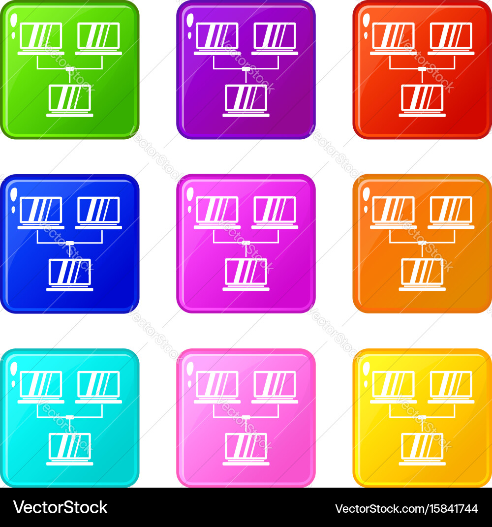 Exchange of data between computers icons 9 set Vector Image
