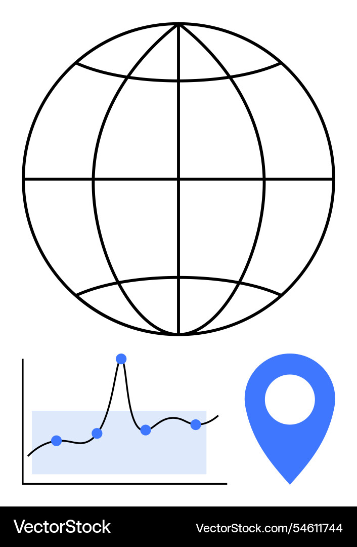 Global data insights with graph globe and geo vector image
