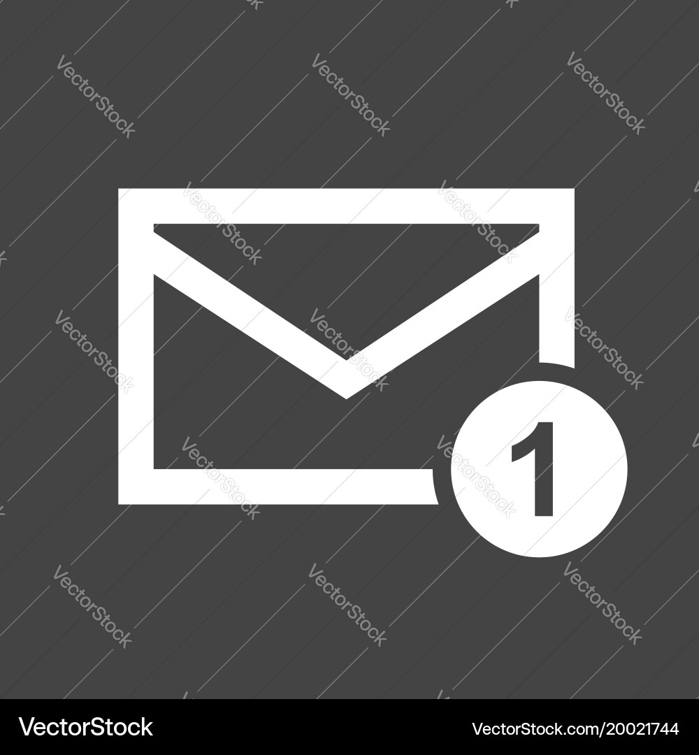 Mail envelope message in flat style on black vector image