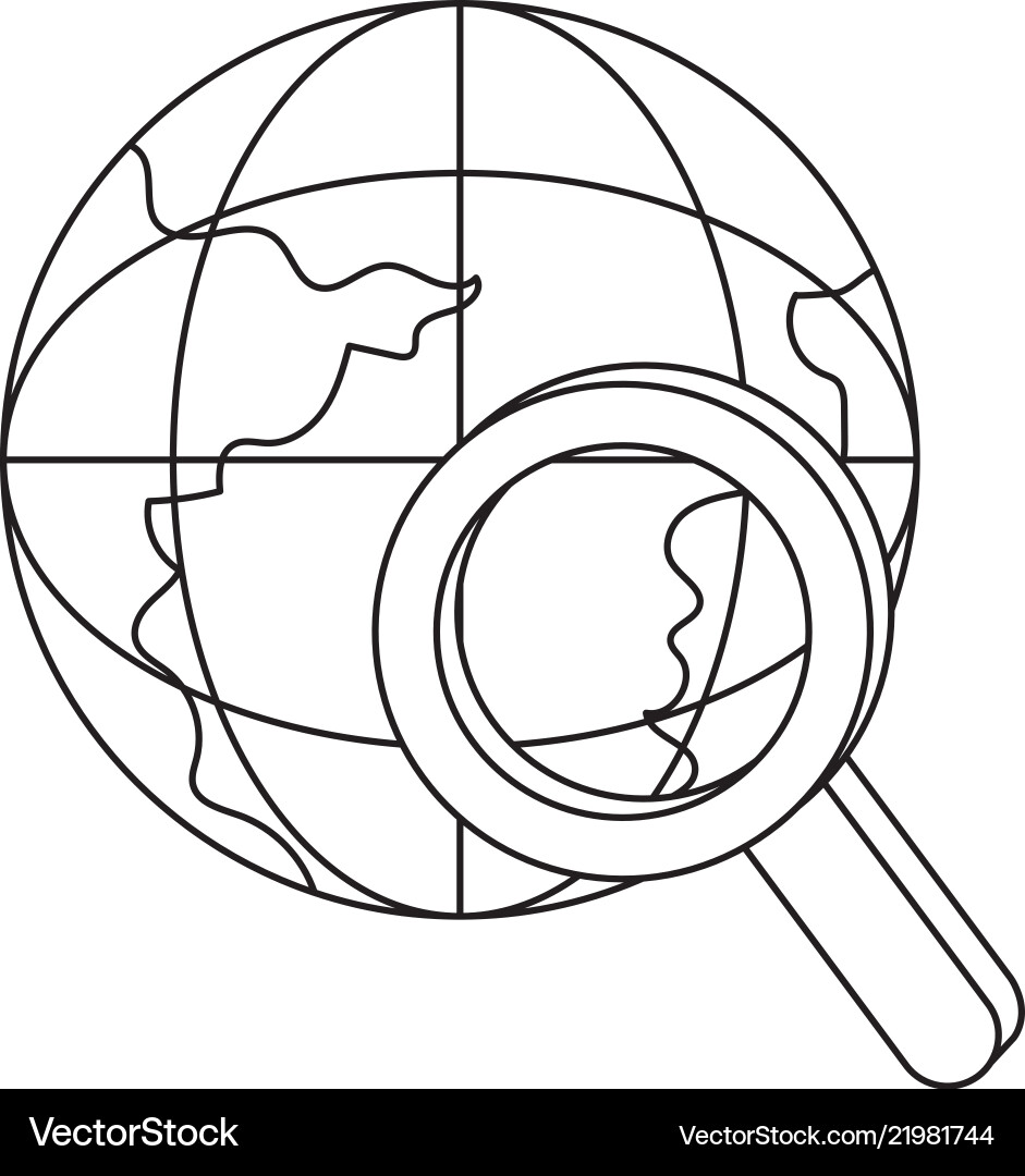 Outline global digital data network server Vector Image