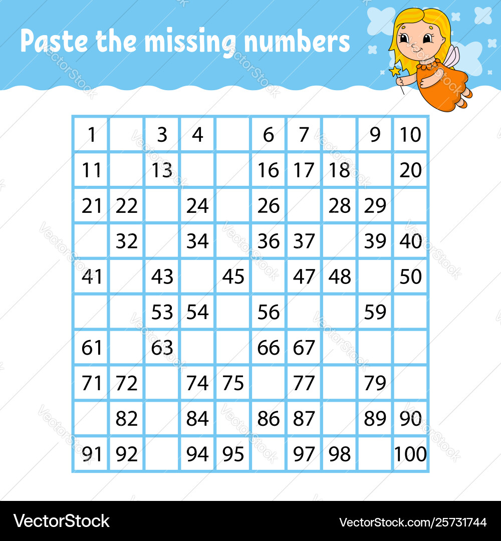 Paste missing numbers handwriting practice Paste missing numbers handwriting practice vector image