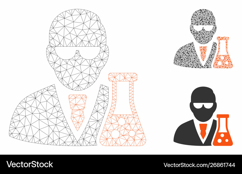 Scientist with flask mesh carcass model vector image