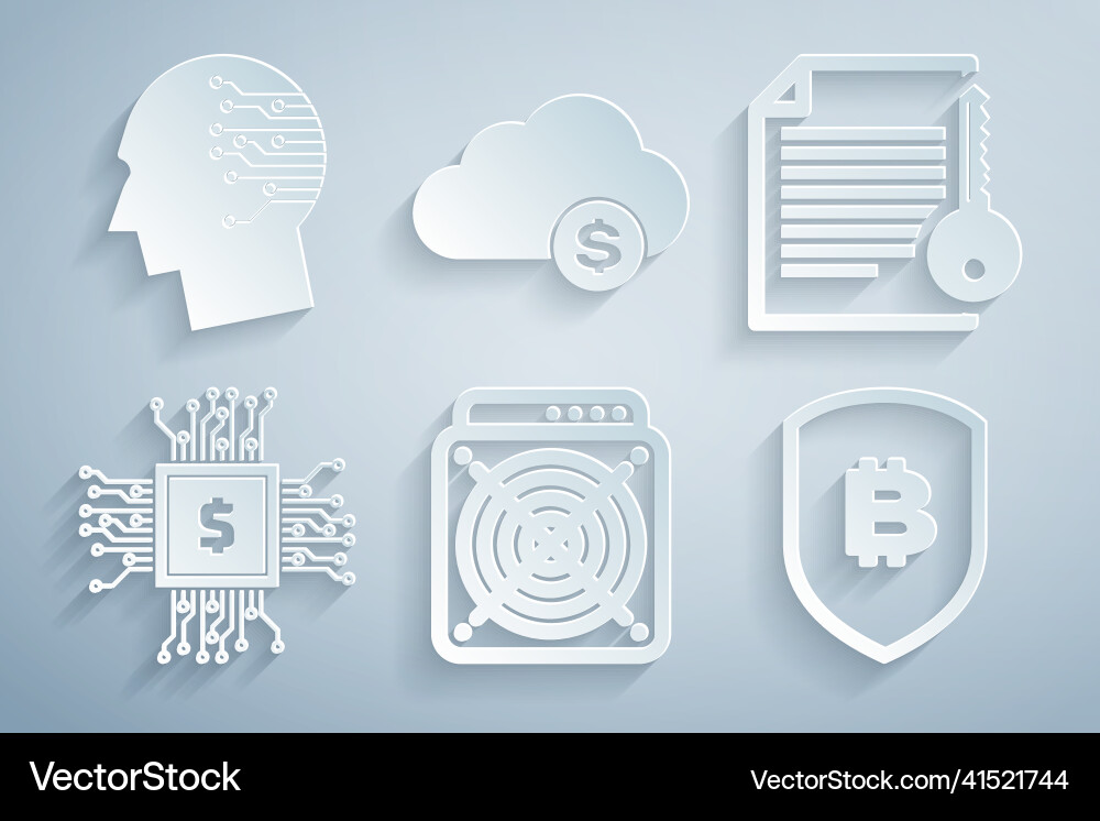 Set asic miner smart contract processor chip Set asic miner smart contract processor chip vector image