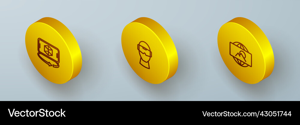 Set isometric line 3d modeling virtual reality Vector Image
