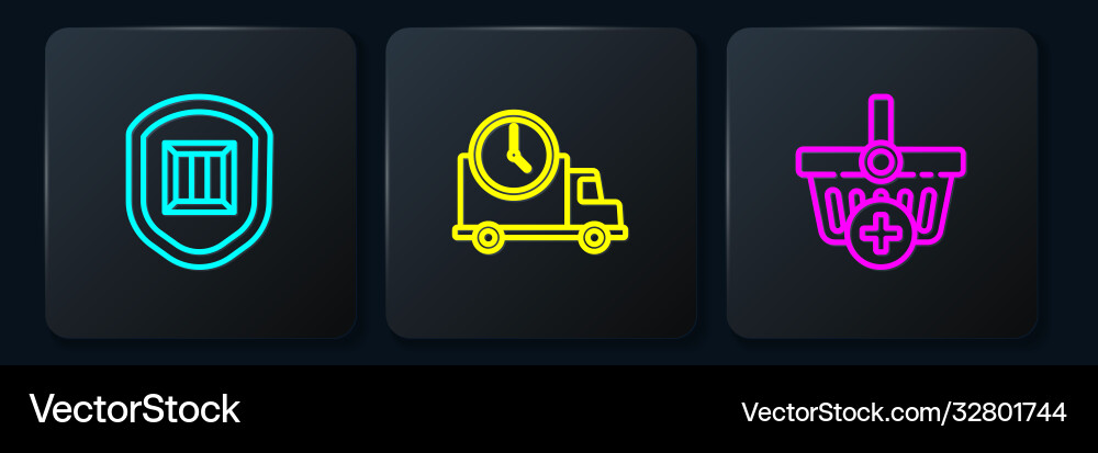 Set line delivery security with shield add Set line delivery security with shield add Vector Image