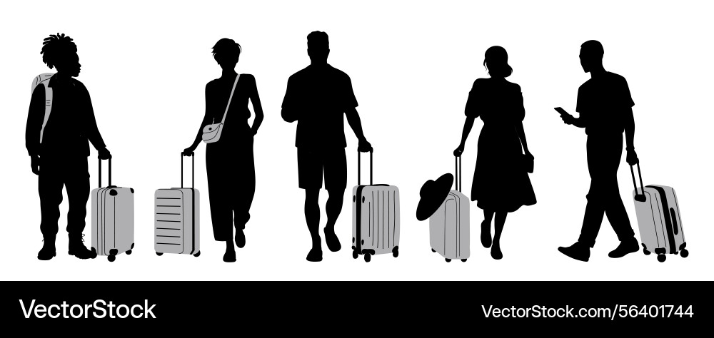 Silhouette of different people travel with Silhouette of different people travel with vector image
