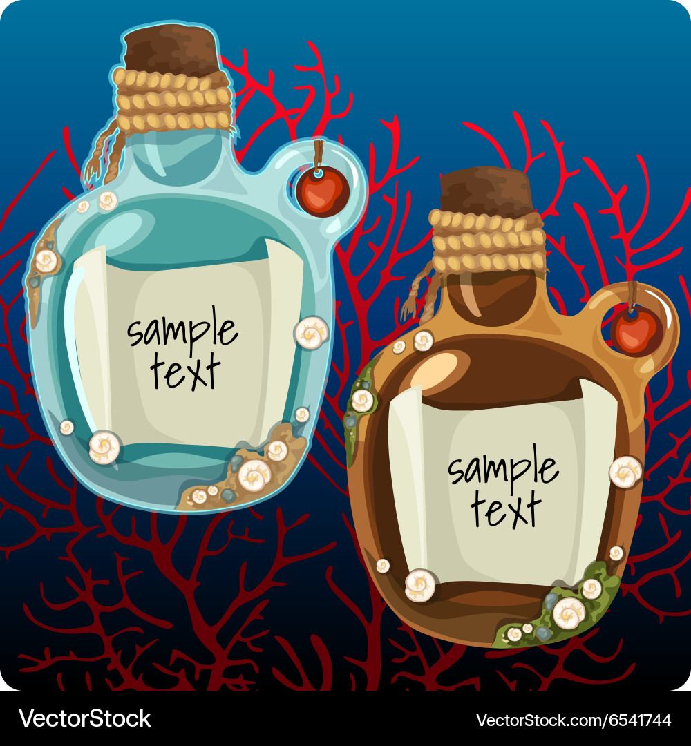 Two bottles at the bottom with note Vector Image