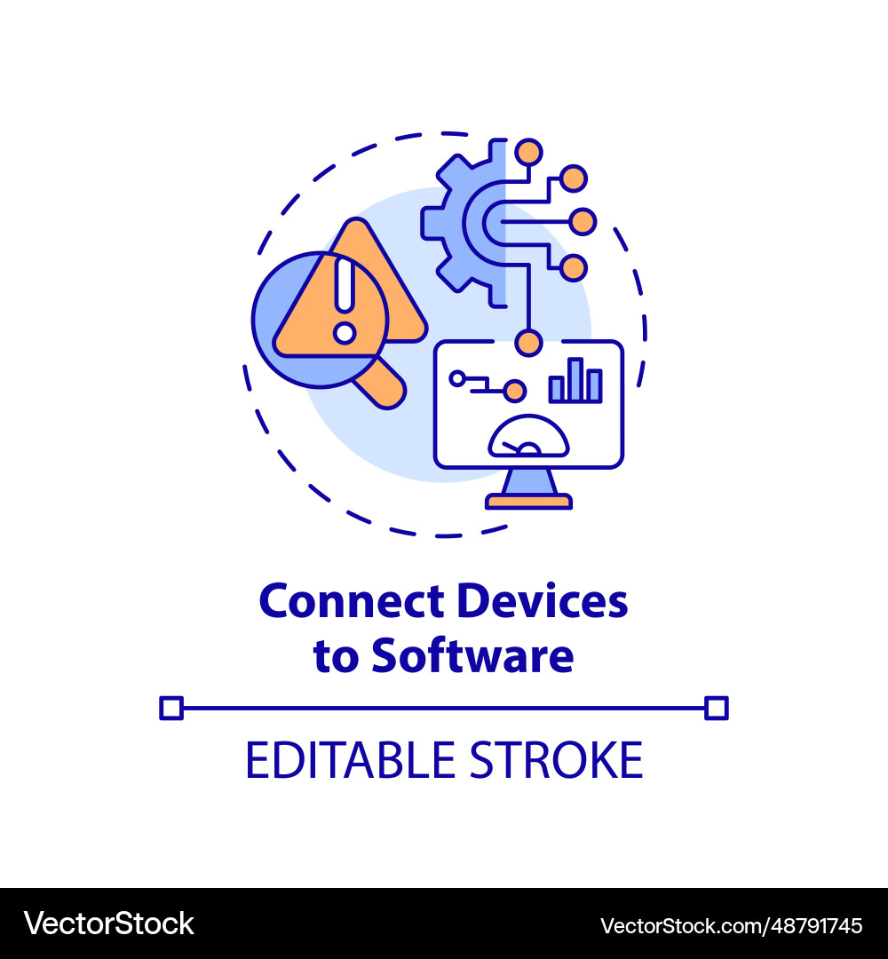 2d thin linear icon connect devices to software 2d thin linear icon connect devices to software vector image