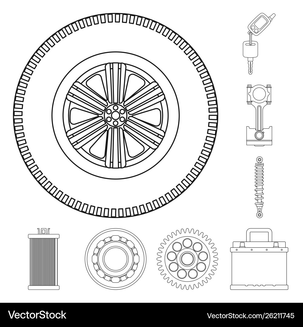 Auto and part icon set Auto and part icon set vector image