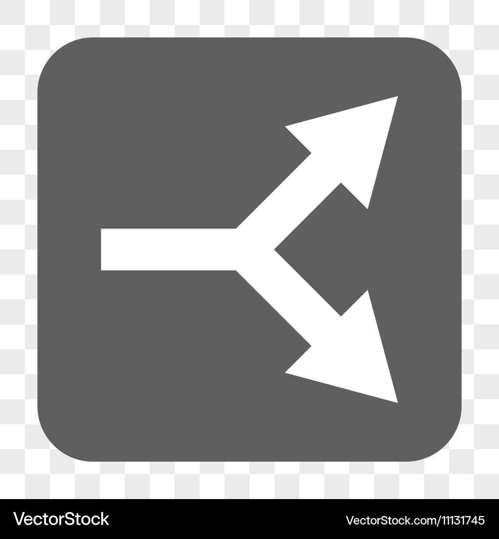 Bifurcation arrow right rounded square button vector image