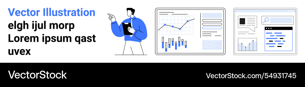 Business analytics dashboard with data vector image
