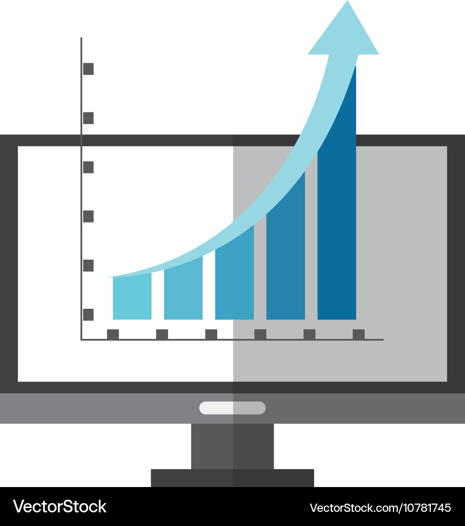 Computer and graph chart icon vector image