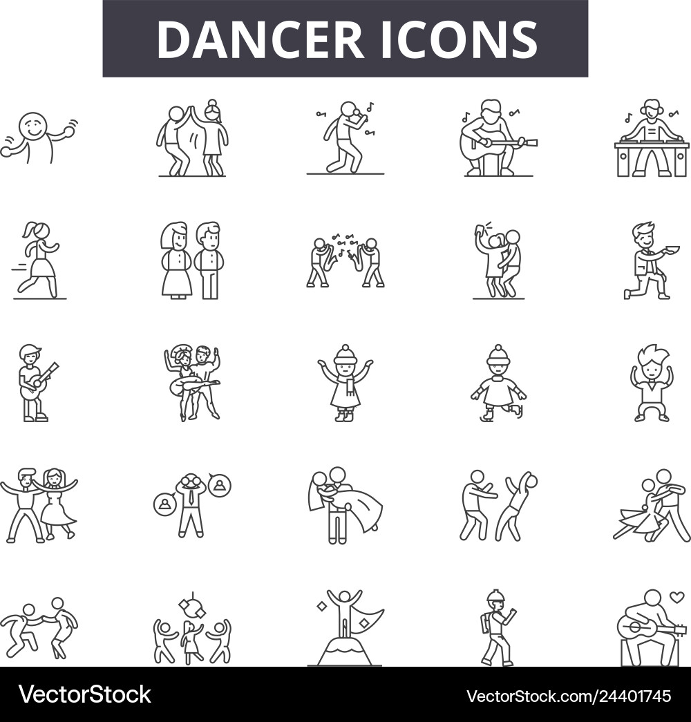 Dancer line icons for web and mobile design Dancer line icons for web and mobile design vector image