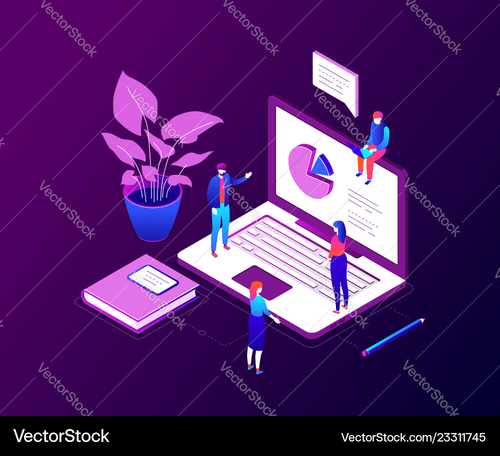Data analysis - modern colorful isometric Vector Image