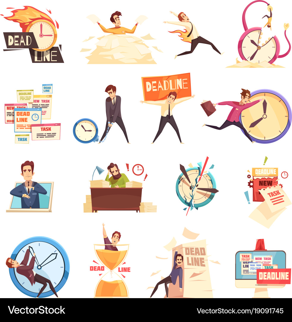 Deadline time-limit icons set vector image