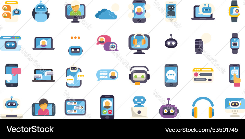 Different devices showing chatbots communicating Different devices showing chatbots communicating vector image
