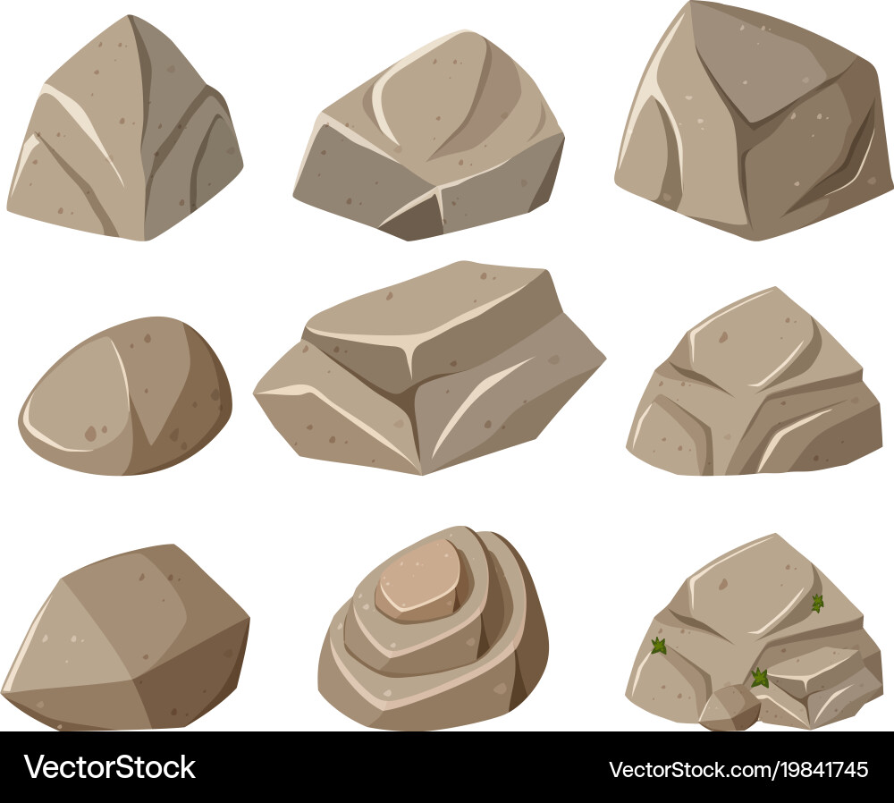 Different forms of gray rocks Vector Image