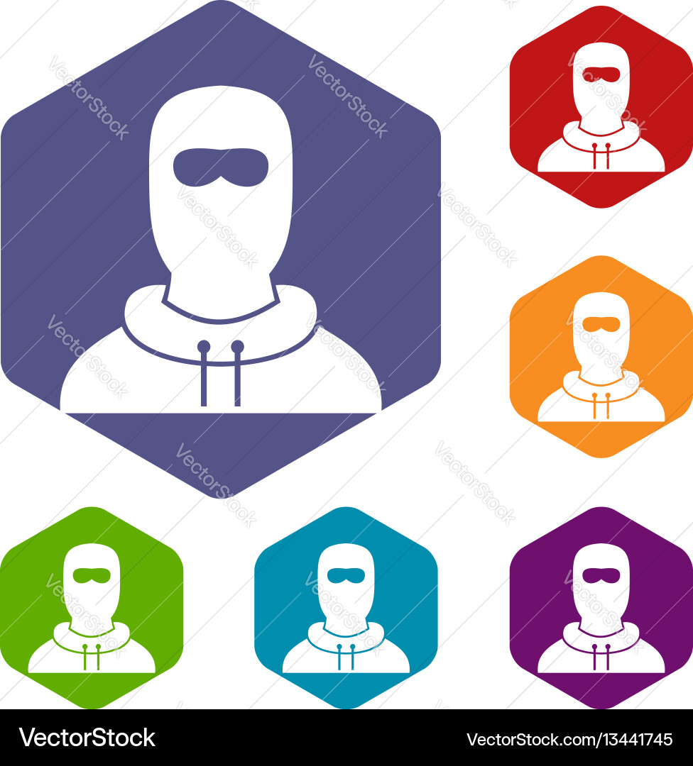 Man in balaclava icons set vector image