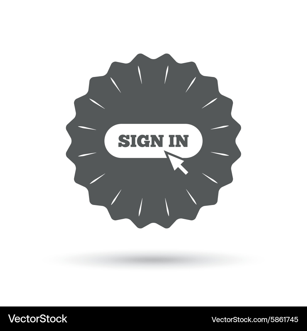 Melden Sie sich mit Cursor Pointer Symbol Login Symbol Vektorbild