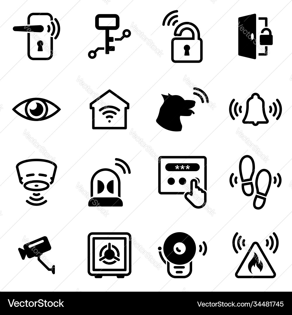 Set simple icons on a theme home security Set simple icons on a theme home security vector image