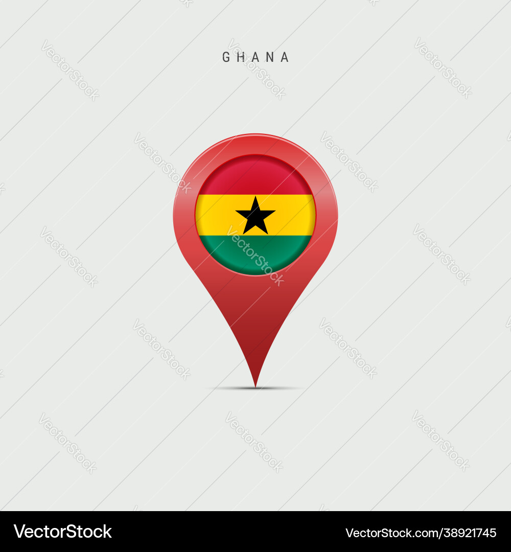 Teardrop map marker with flag ghana 3d Teardrop map marker with flag ghana 3d vector image