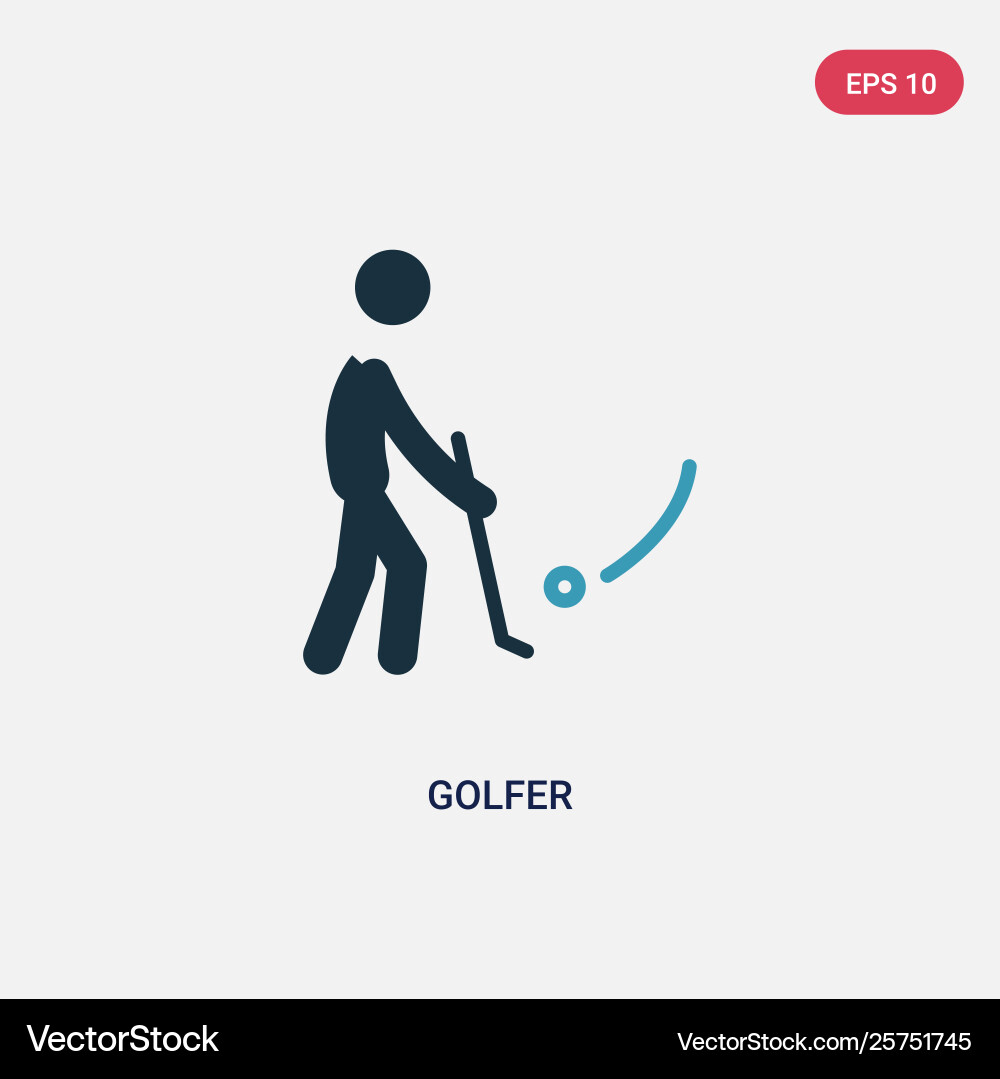 Two color golfer icon from user concept isolated vector image
