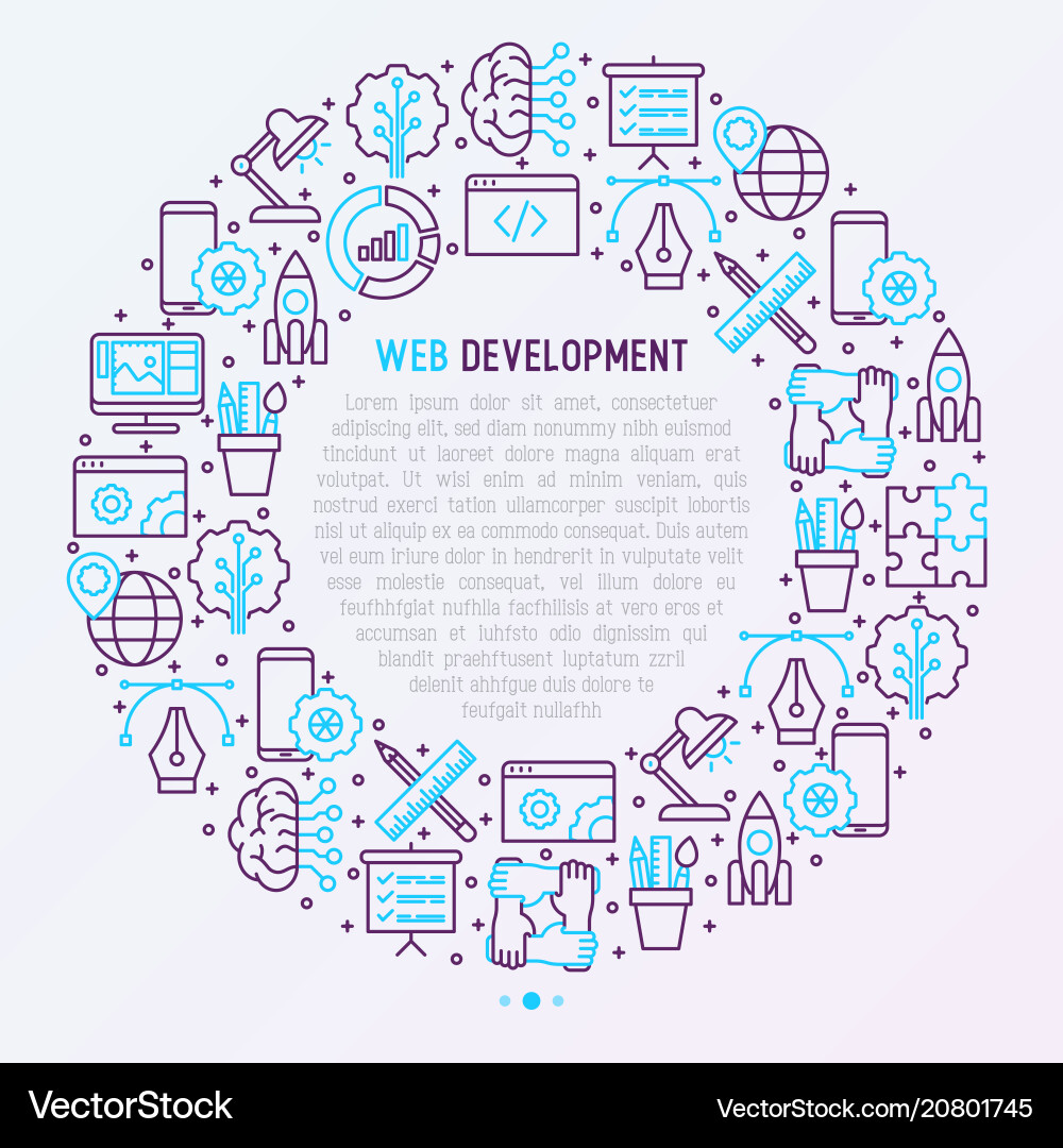Web development concept in circle Web development concept in circle vector image
