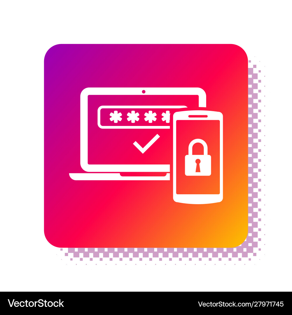 White multi factor two steps authentication icon vector image