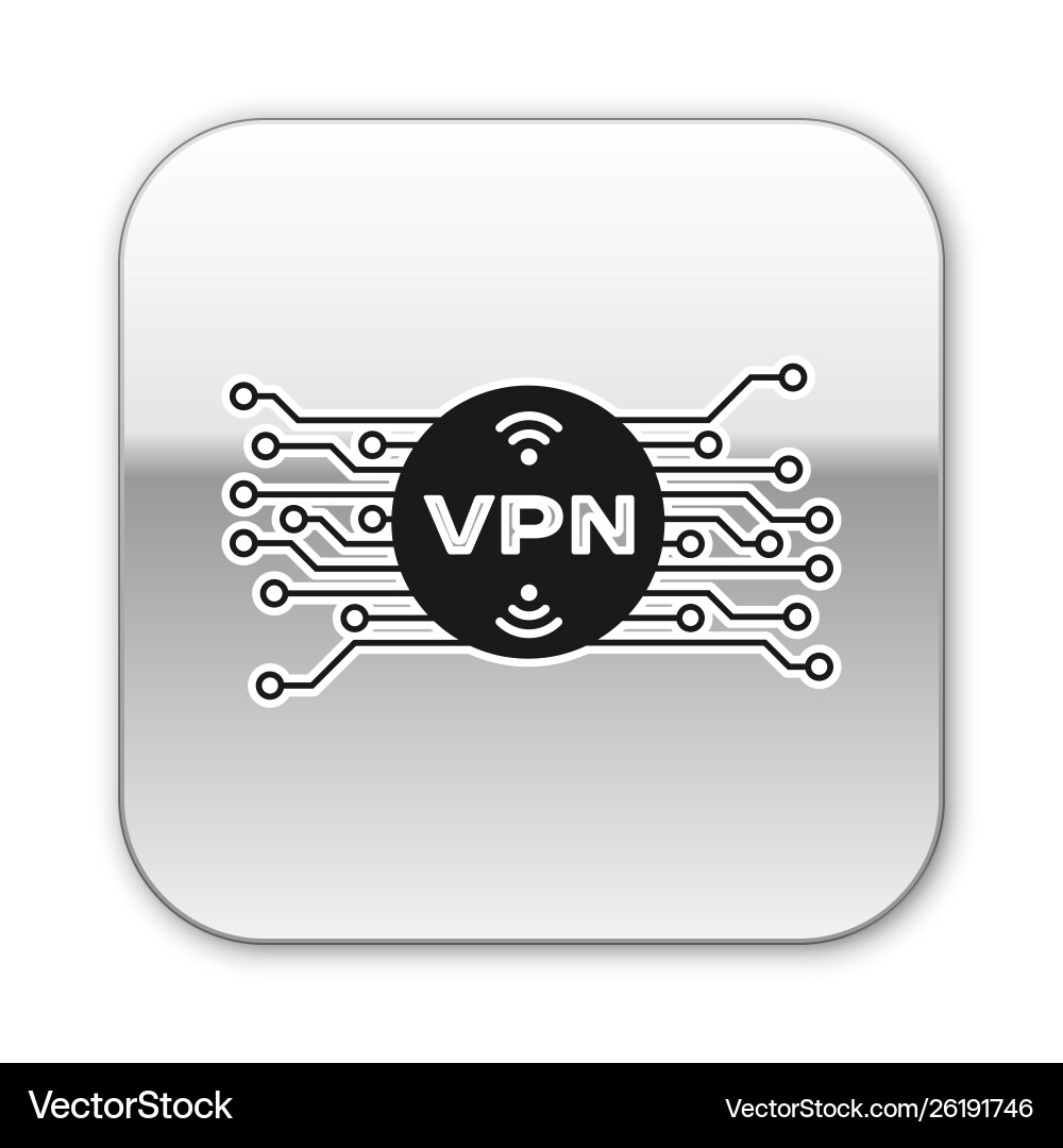 Black vpn in circle with microchip circuit icon Black vpn in circle with microchip circuit icon vector image