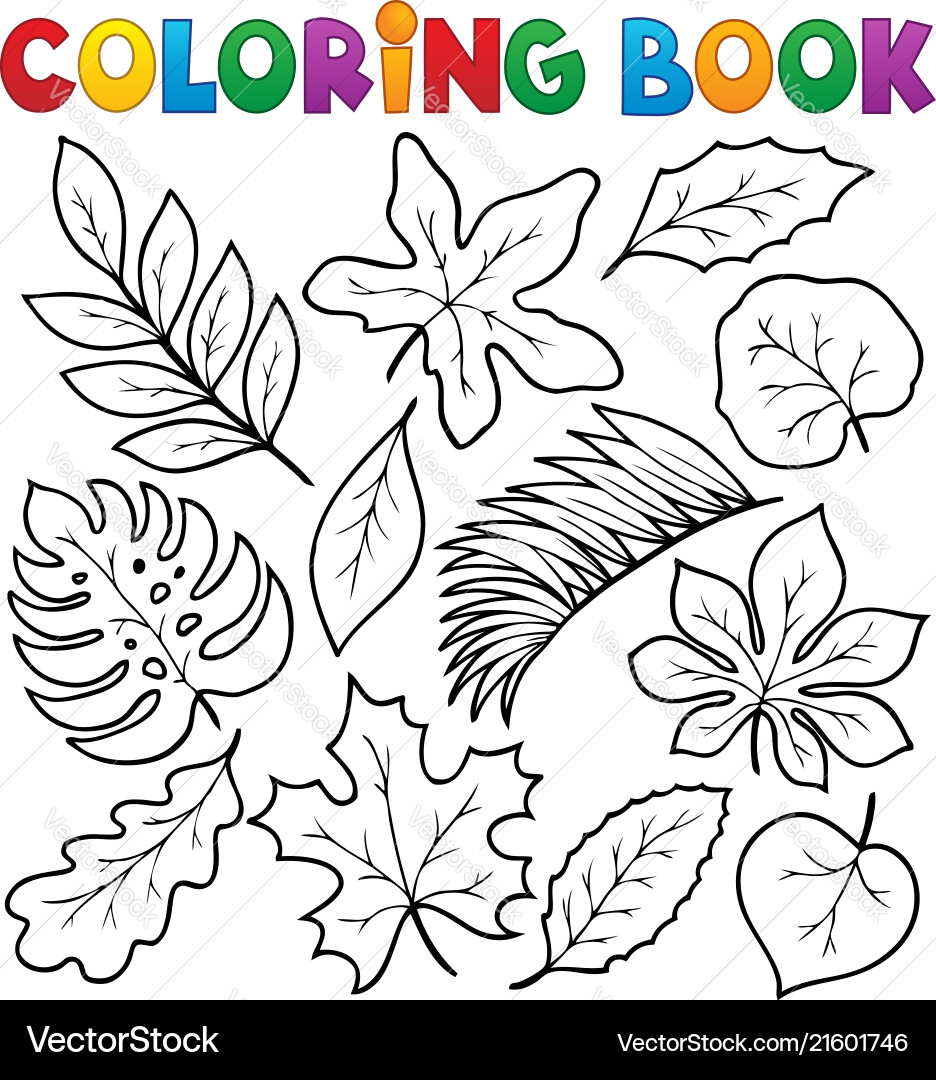  Malbuch Blätter Thema 1 Lizenzfreies Vektorbild Illustration 