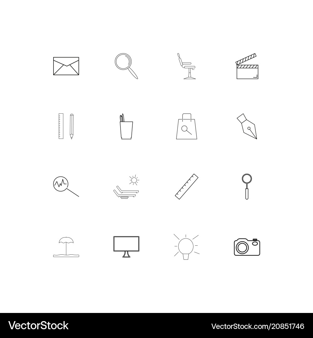 Creative process and design linear thin icons set vector image