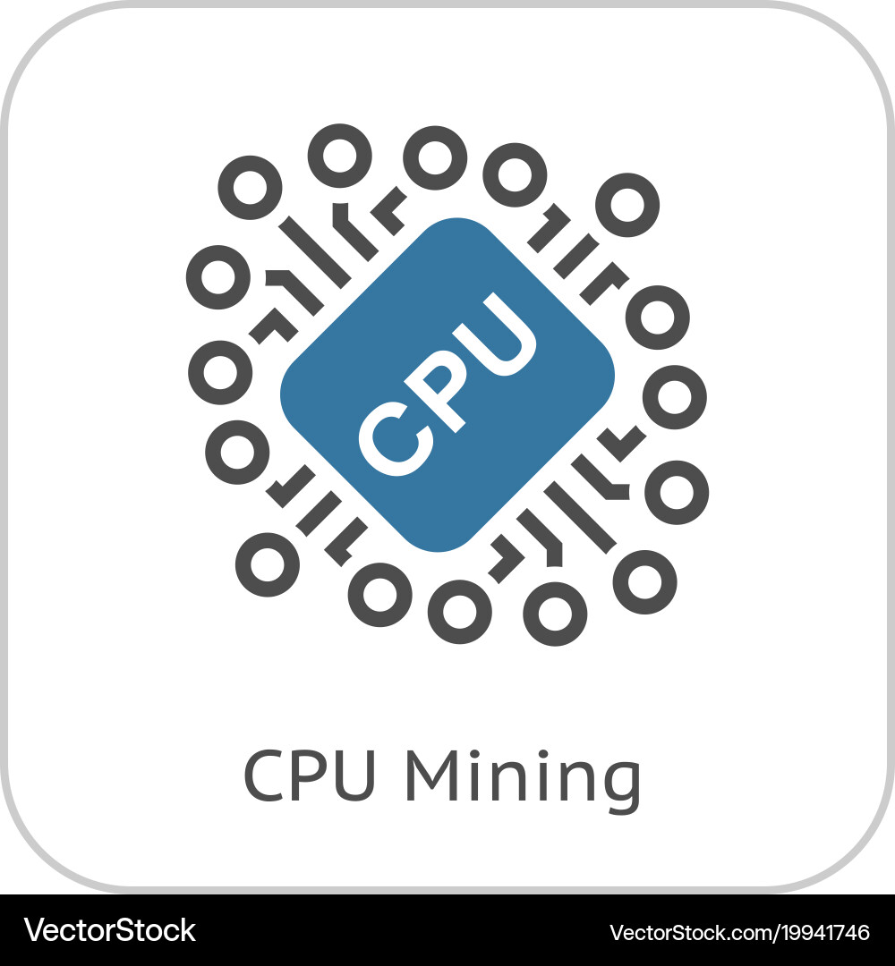 Cryptocurrency cpu mining icon vector image