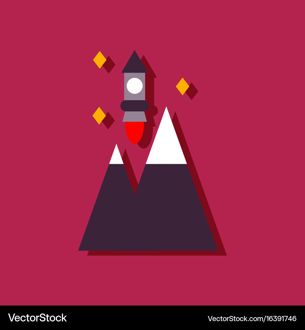 Flat icon design collection rocket and pyramids Vector Image