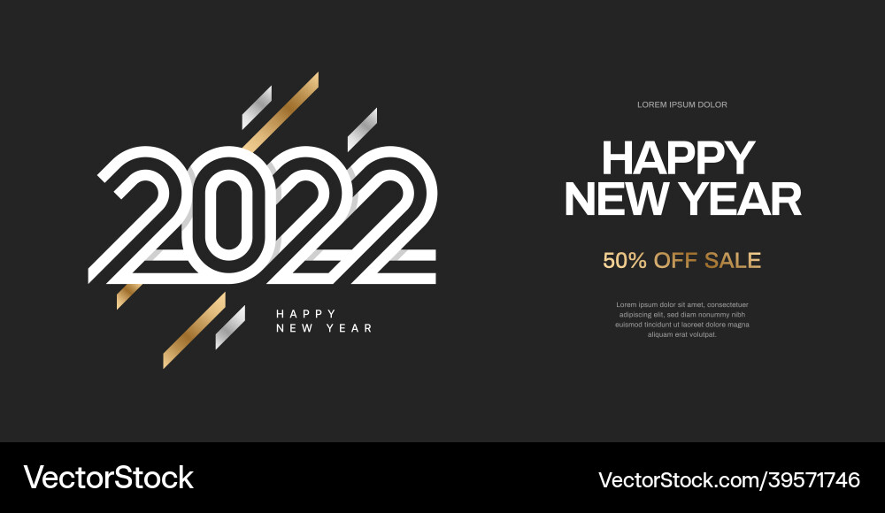 Happy new year 2022 and merry christmas layout vector image