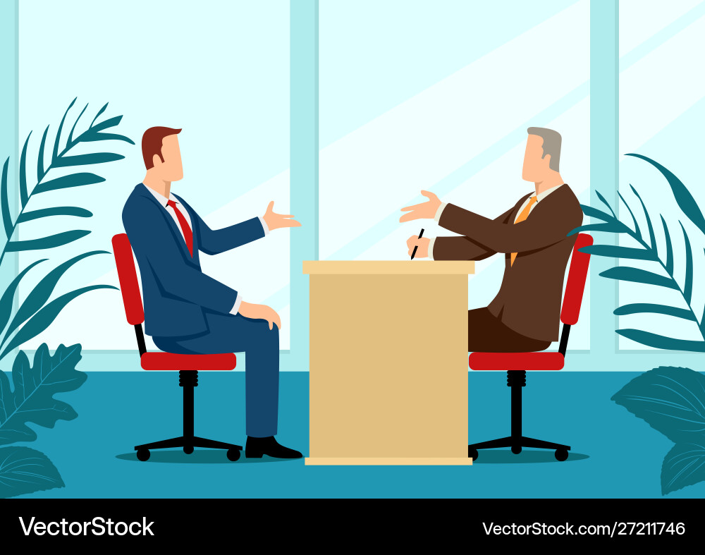 Man being interviewed recruiter Man being interviewed recruiter vector image