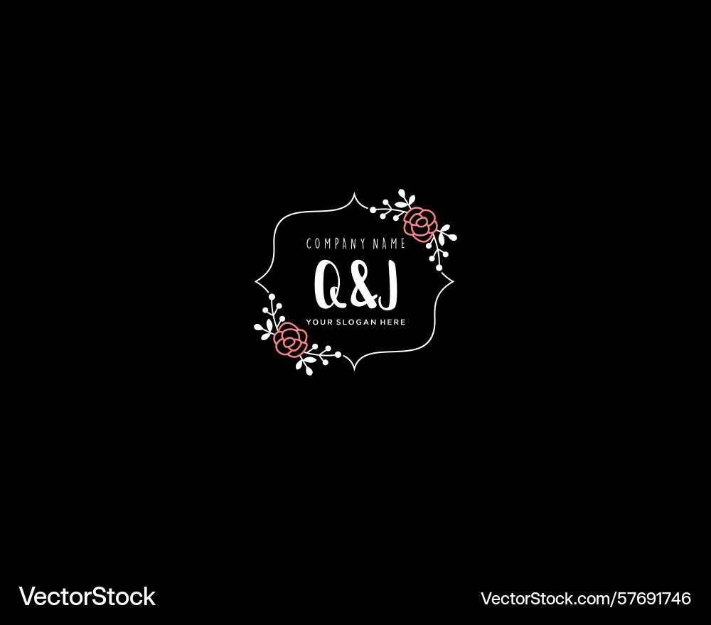 Modern floral monogram qj logo design template Vector Image