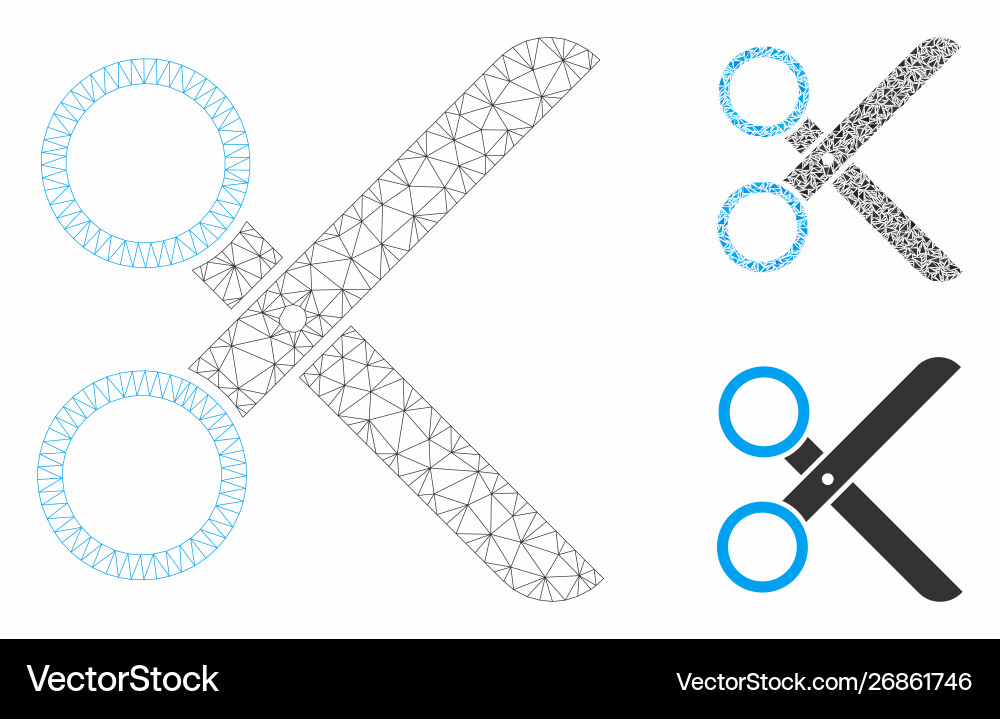 Scissors mesh carcass model and triangle Scissors mesh carcass model and triangle vector image