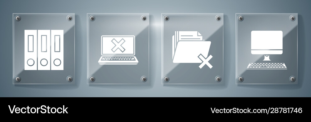 Set computer monitor with keyboard delete folder Set computer monitor with keyboard delete folder vector image