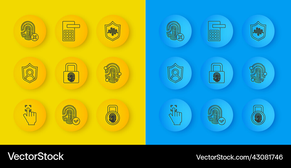 Set line fingerprint user protection with lock Set line fingerprint user protection with lock vector image