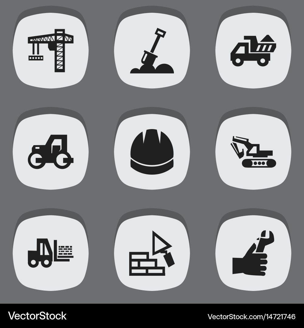 Set of 9 editable building icons includes symbols vector image