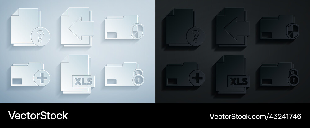 Set xls file document folder protection Set xls file document folder protection vector image