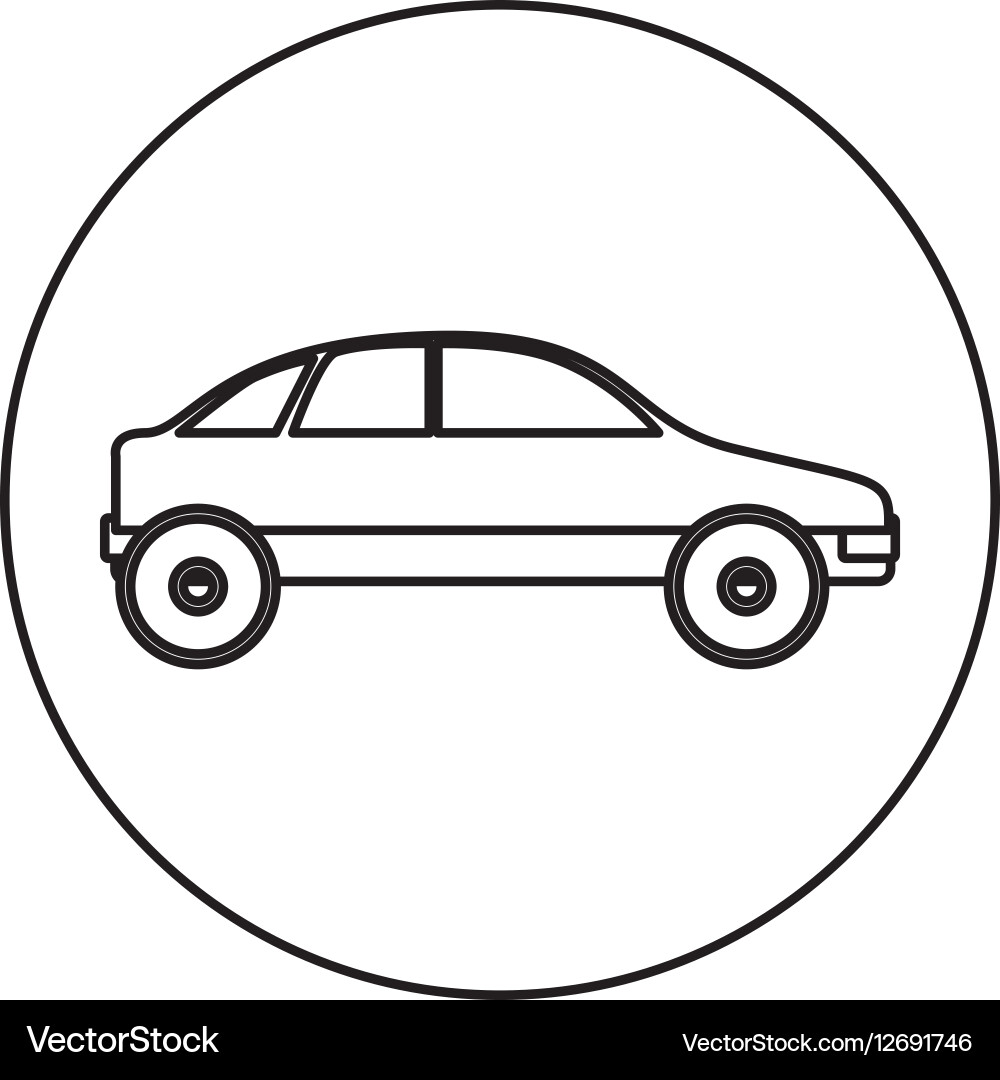 Silhouette circular shape with vehicle Vector Image