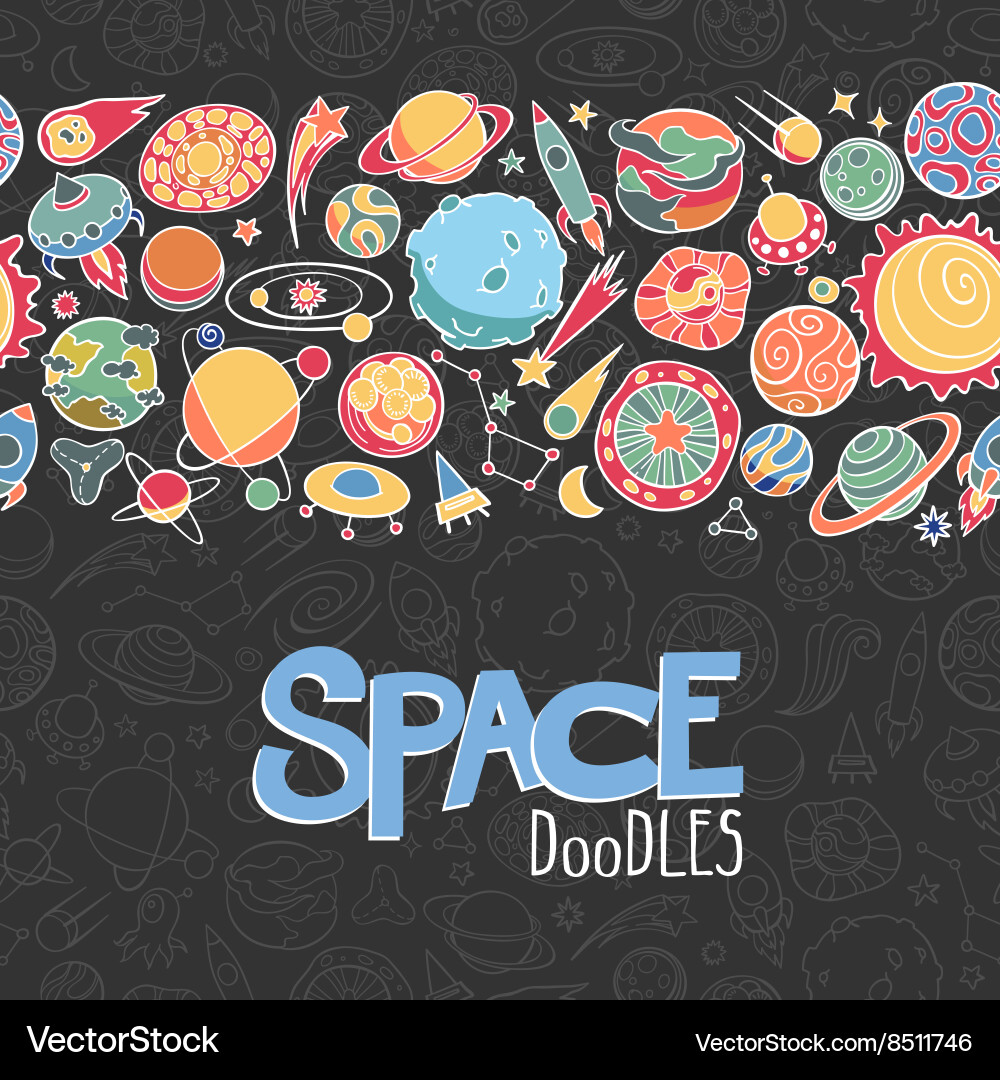 Space objects doodles vector image
